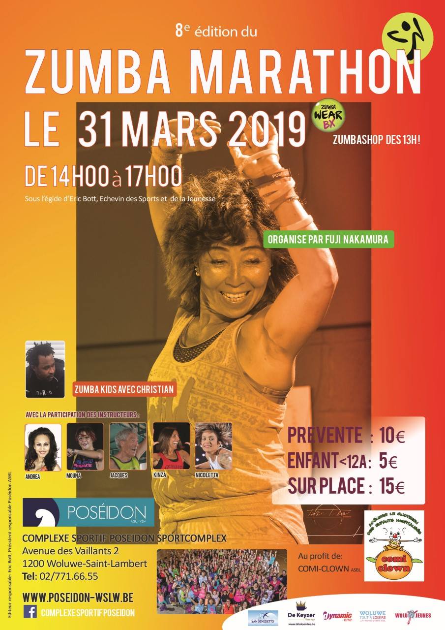 ce 31 mars aura lieu la zumba marathon au profit de comiclown